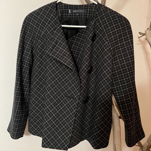 Wool Plaid Pea Coat Blazer - Picture 2 of 3